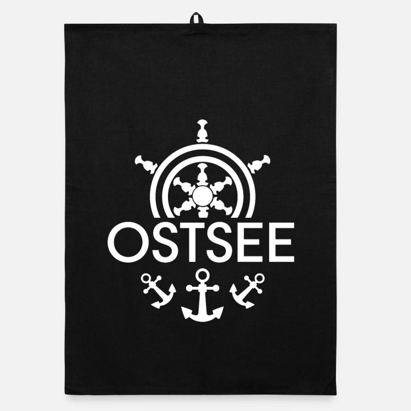 Baltic Sea Anchor Symbol Control Wheel Icon Logo Graphic Organic dish towel