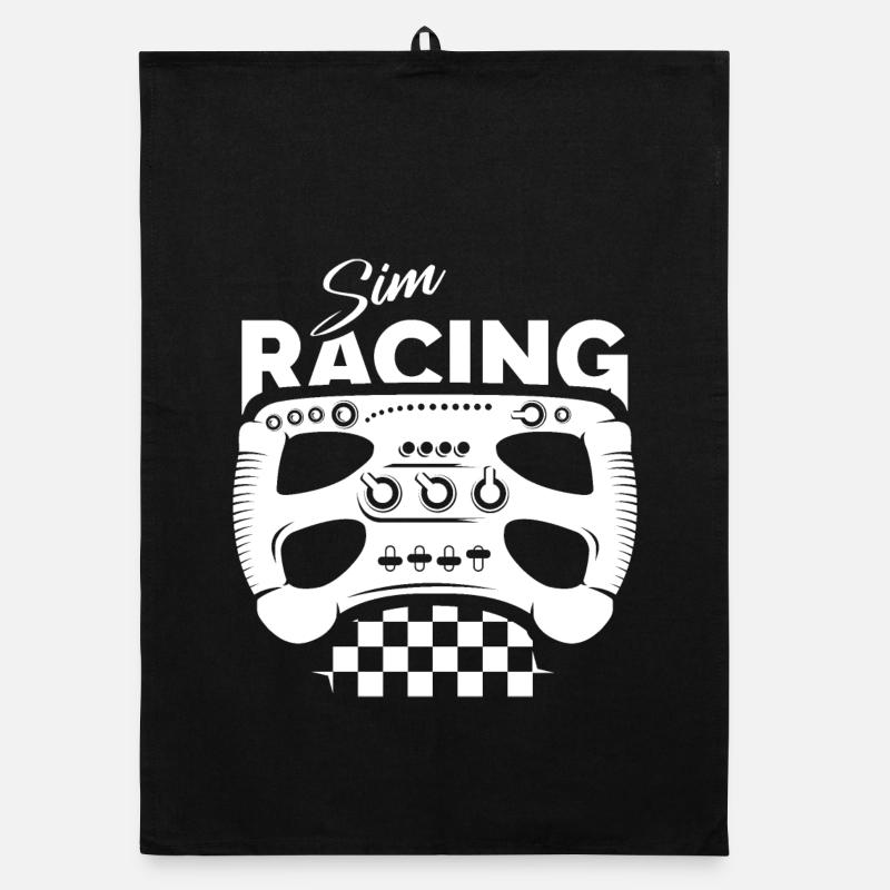 Sim Racing Gamer Formule Volant Drapeau À Damier Logo Torchon bio
