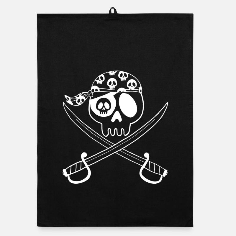 Pirate Skull (White) Organic dish towel