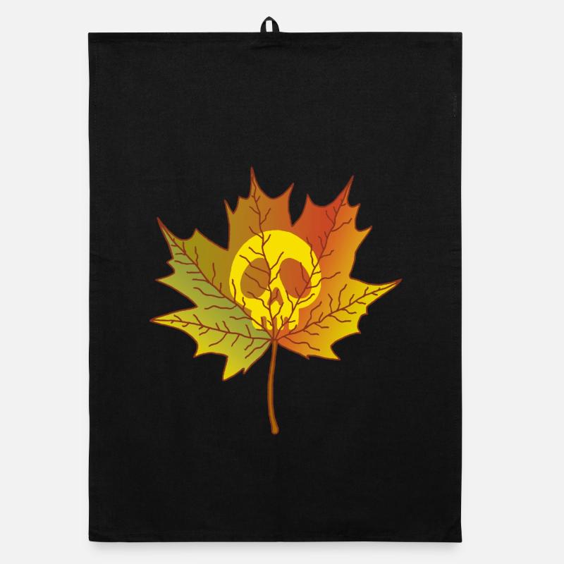 Skull and dead leaf Organic dish towel