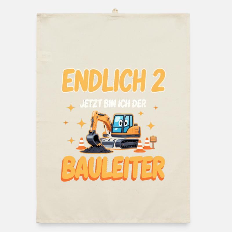 Excavator 2nd birthday boy – 2 years construction worker G Organic dish towel