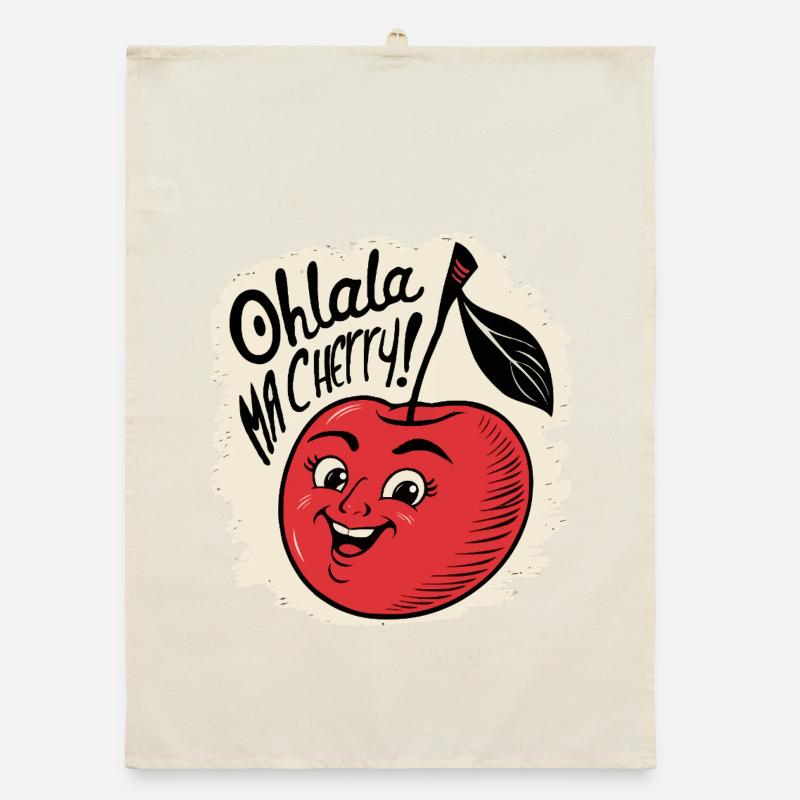 Ohlala Ma Kirsche Geschenkidee Süßes Mädchen Organic Geschirrtuch