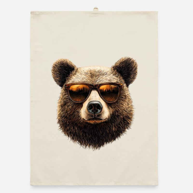 Bear Sunglasses Organic dish towel