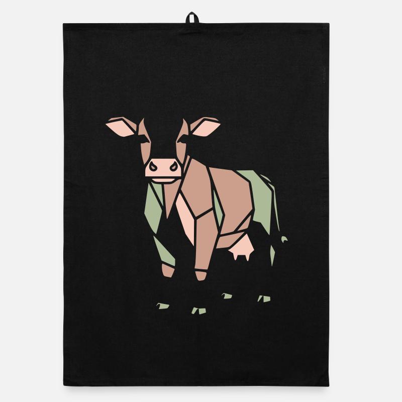 Vache géométrique Low Poly Modern Torchon bio