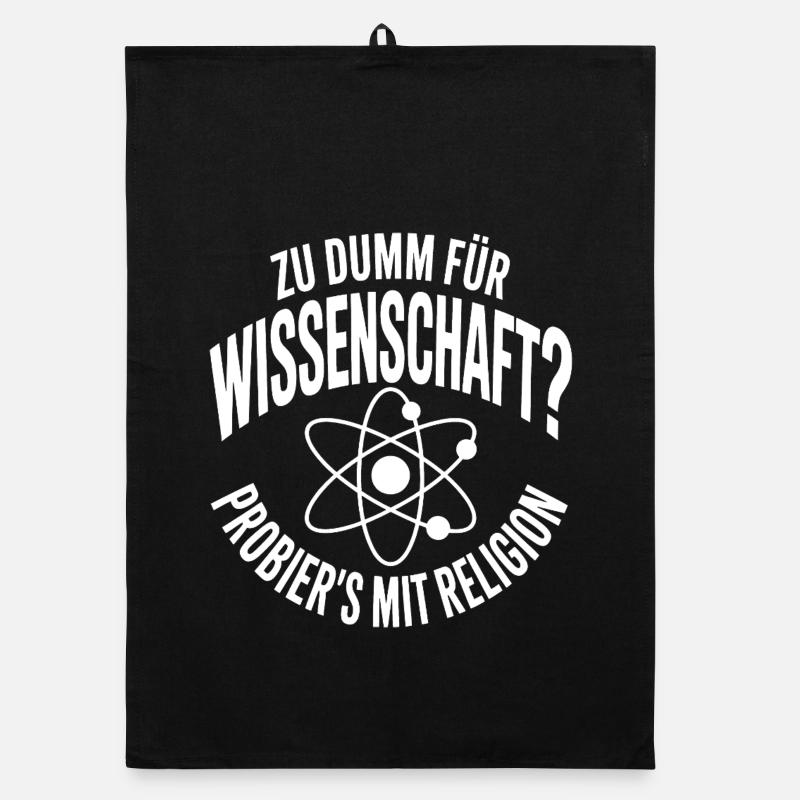 Wissenschaft vs Religion Spruch - Organic Geschirrtuch - Schwarz