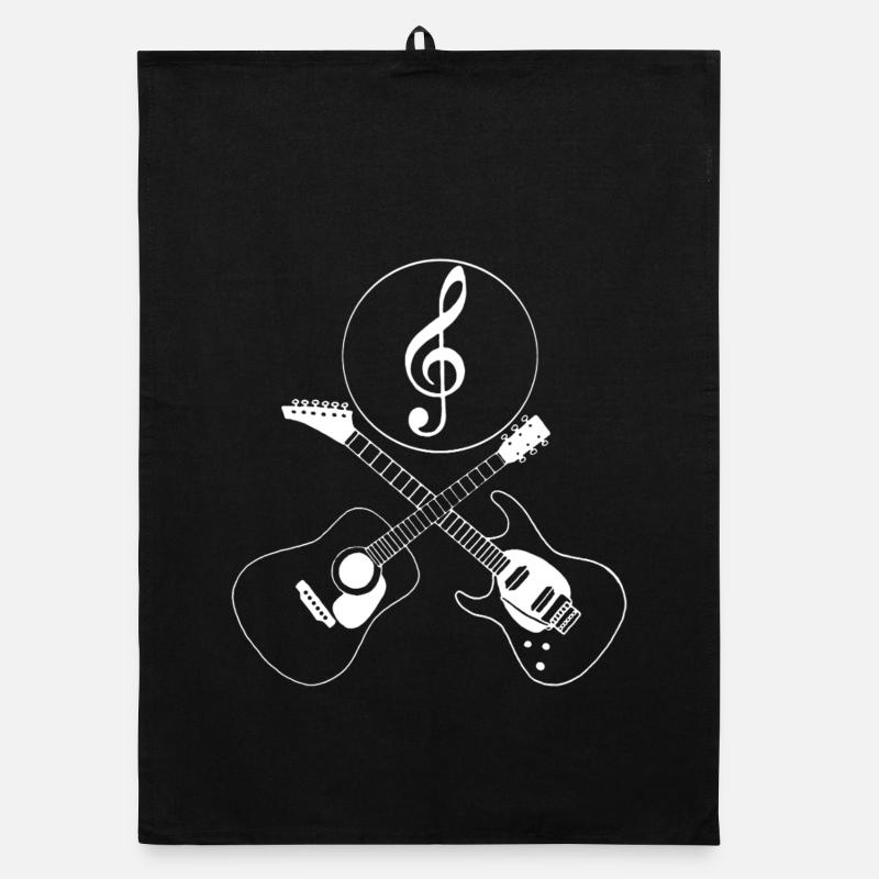 Crossover guitars and treble clef Organic dish towel