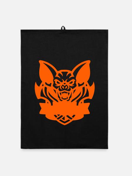 Fledermaus E-Sport Logo - Organic Geschirrtuch - Schwarz - Vorne