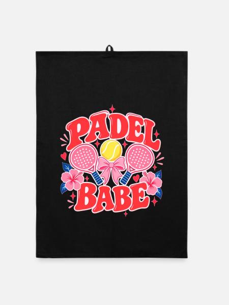 Padel Babe | Padel Mom - Organic Geschirrtuch - Schwarz - Vorne