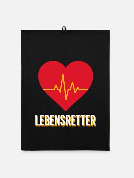 Lebensretter Herzschlag Rettungsdienst Geschenk - Organic Geschirrtuch - Schwarz