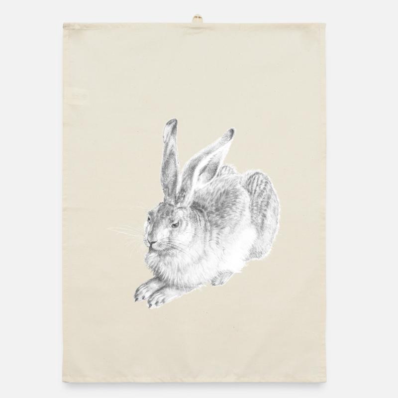 WHITE RABBIT | Schneehase nach Albrecht Dürer Organic Geschirrtuch