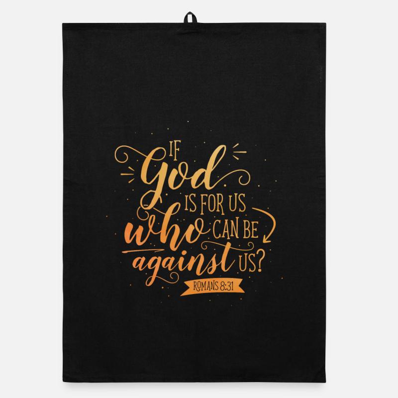If God is for us - Organic Geschirrtuch - Schwarz