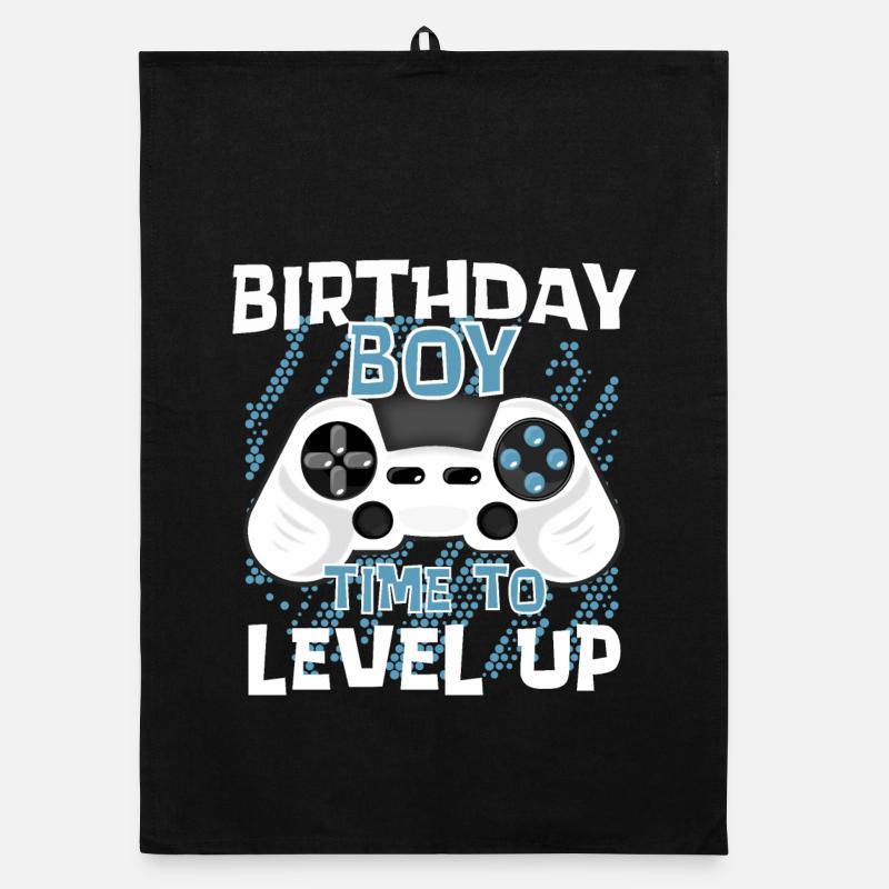 Birthday Boy time to level up Organic Geschirrtuch