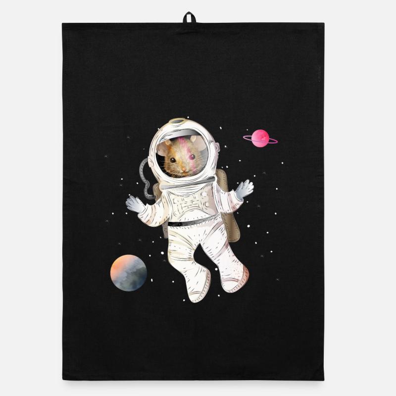 Astronauts mouse in space with planets Organic dish towel