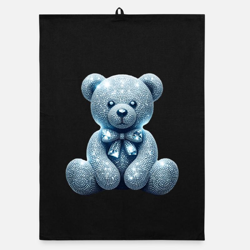 Crystal Bear Diamant Diamanten - Organic Geschirrtuch - Schwarz