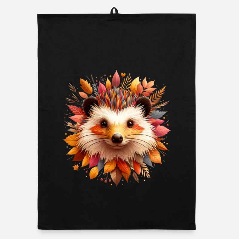 schöner Igel, gestaltet aus verschiedenen Blättern Organic Geschirrtuch