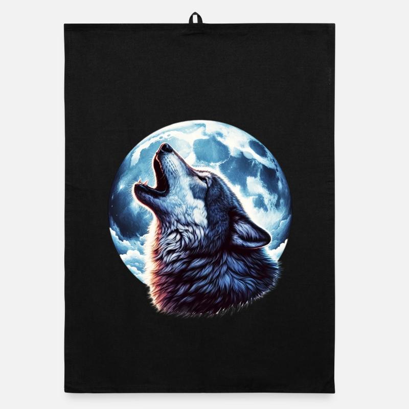 Wolf howls at the full moon Organic dish towel