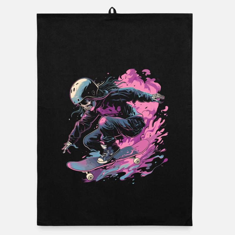 Skateboarder Mädchen Organic Geschirrtuch