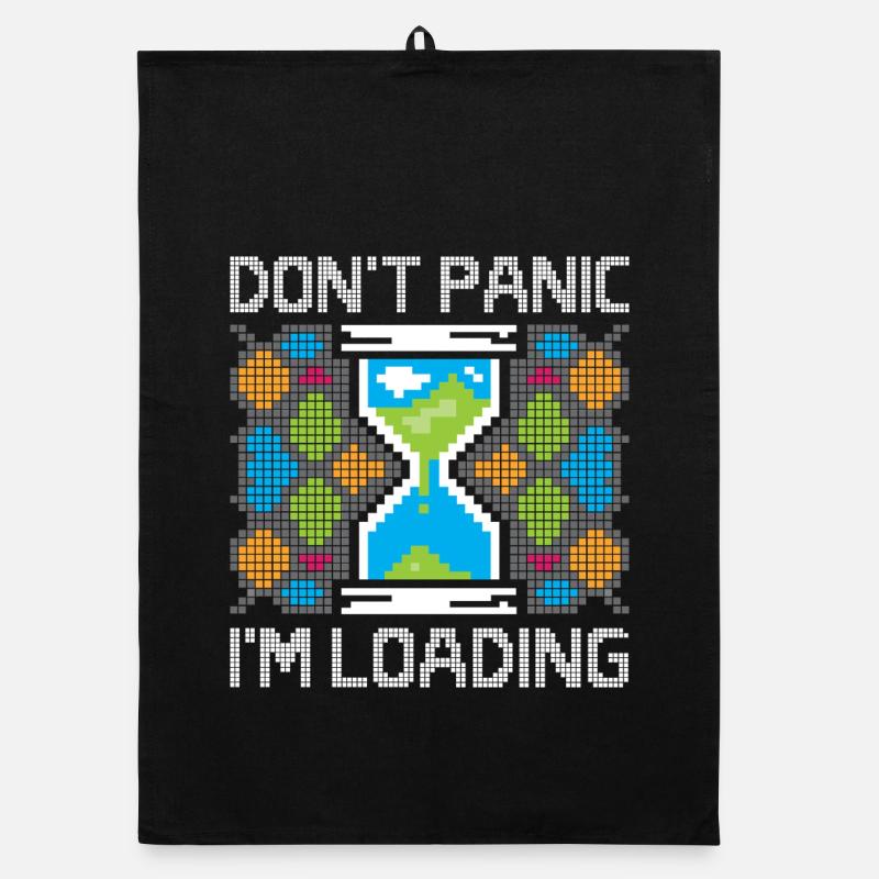 Pixel Gaming Loading – Don’t Panic Sanduhr Organic Geschirrtuch
