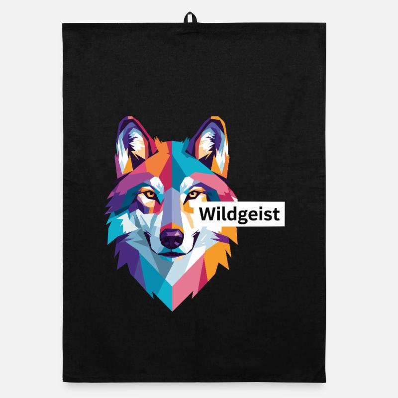 Farbiger Wolfskopf "Wildgeist" Organic Geschirrtuch
