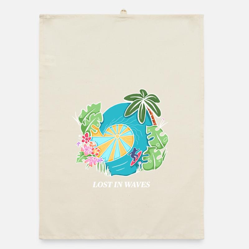 Perdu dans les vagues - Conception de vibrations de surf tropicales Torchon bio