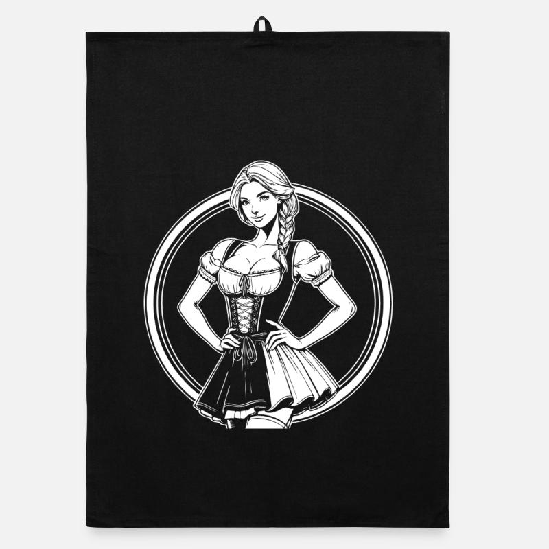 Cool Dirndl Comic Design Organic dish towel