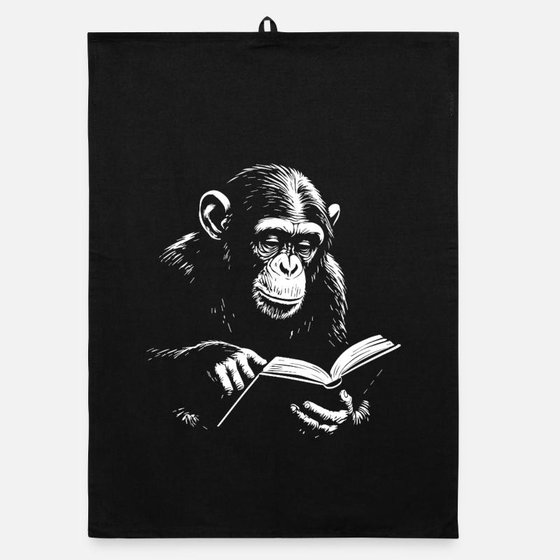 Illustration de singe en lecture Torchon bio
