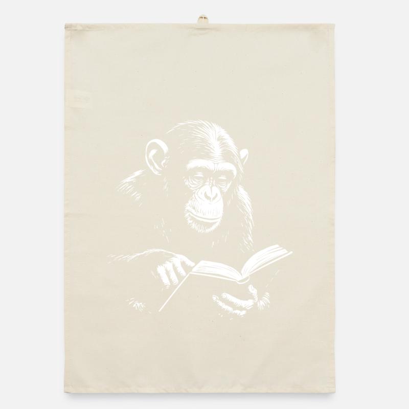 Reading Monkey Illustration Organic dish towel