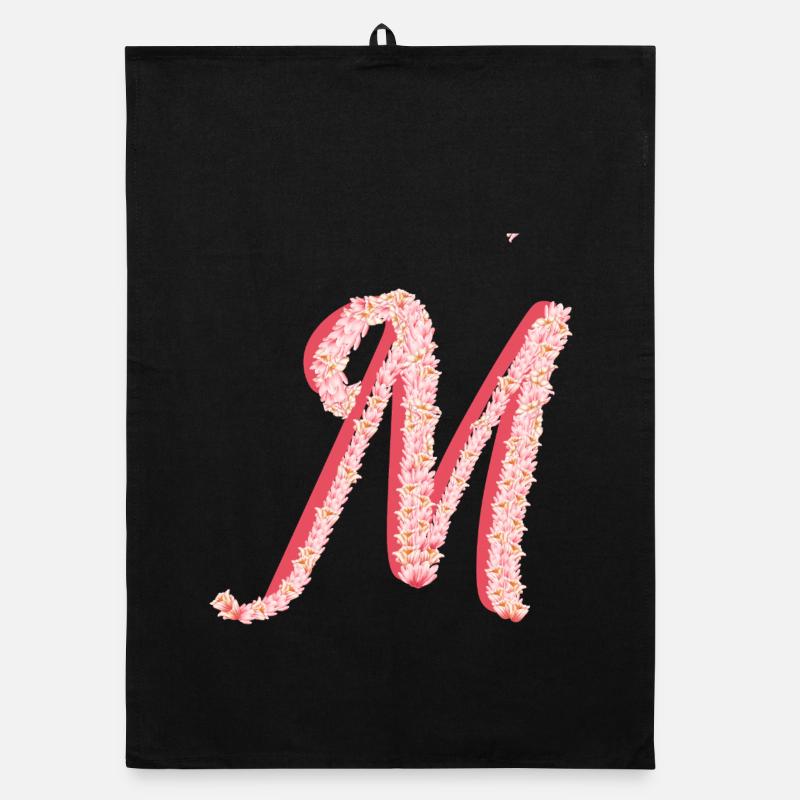 Initial M aus rosa Blüten Organic Geschirrtuch