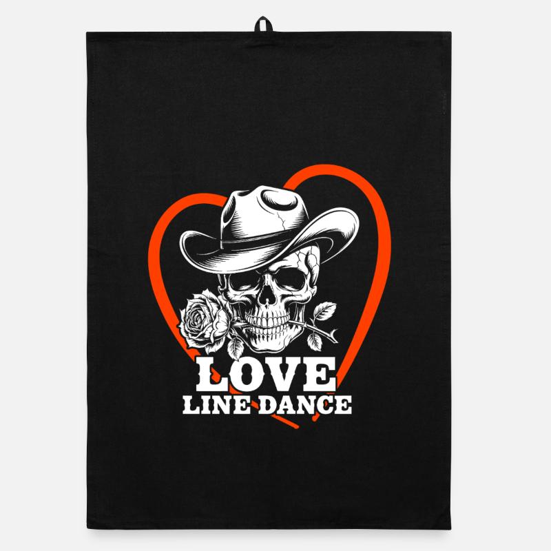 Love Line Dance Skull Organic Geschirrtuch