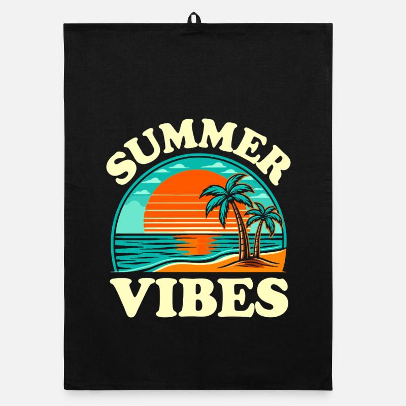 Palm Tree Summer and Sunset Vibes Organic dish towel