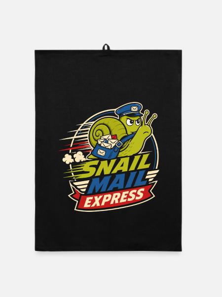 Snail Mail Express – Lustige Schneckenpost - Organic Geschirrtuch - Schwarz - Vorne