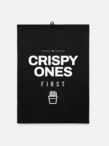 Pommes Pommes Frites Kartoffel Lustig Imbiss Snack - Organic Geschirrtuch - Schwarz - Vorne