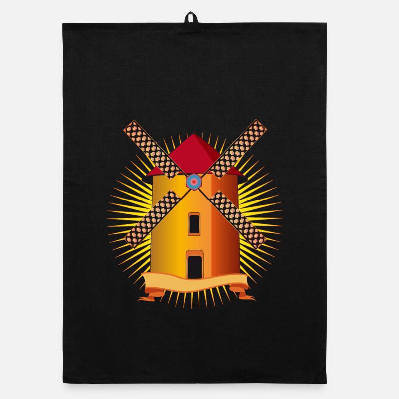 goldene Windmühle mit strahlendem Hintergrund Organic Geschirrtuch
