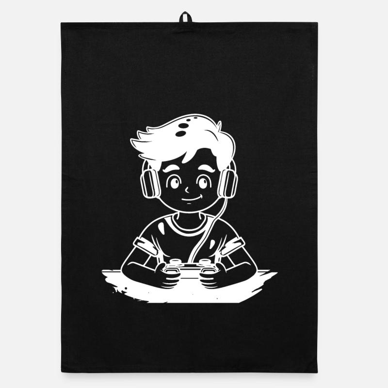 Gaming Boy Sketch Organic dish towel