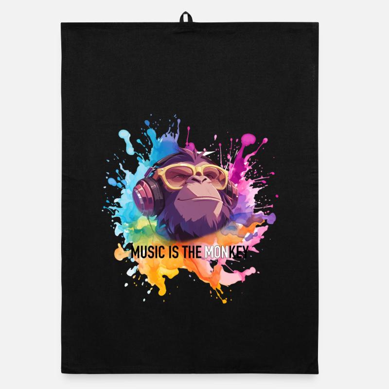 Musik ist der Monkey Wortwitz Organic Geschirrtuch