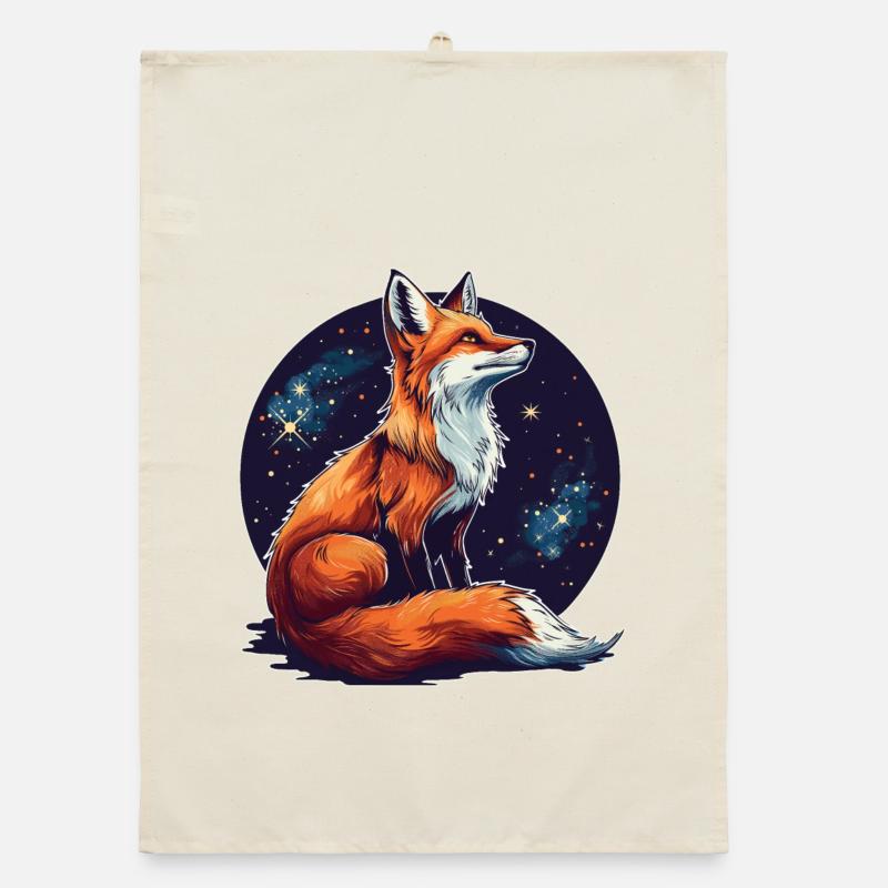 Fox with stars Organic dish towel