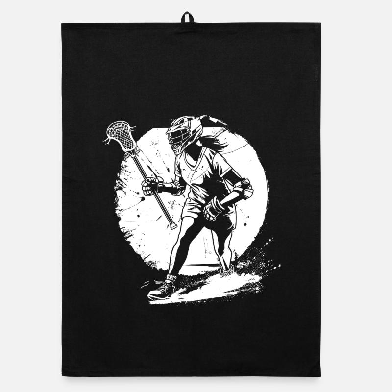 Lacrosse Player Sketch Organic dish towel