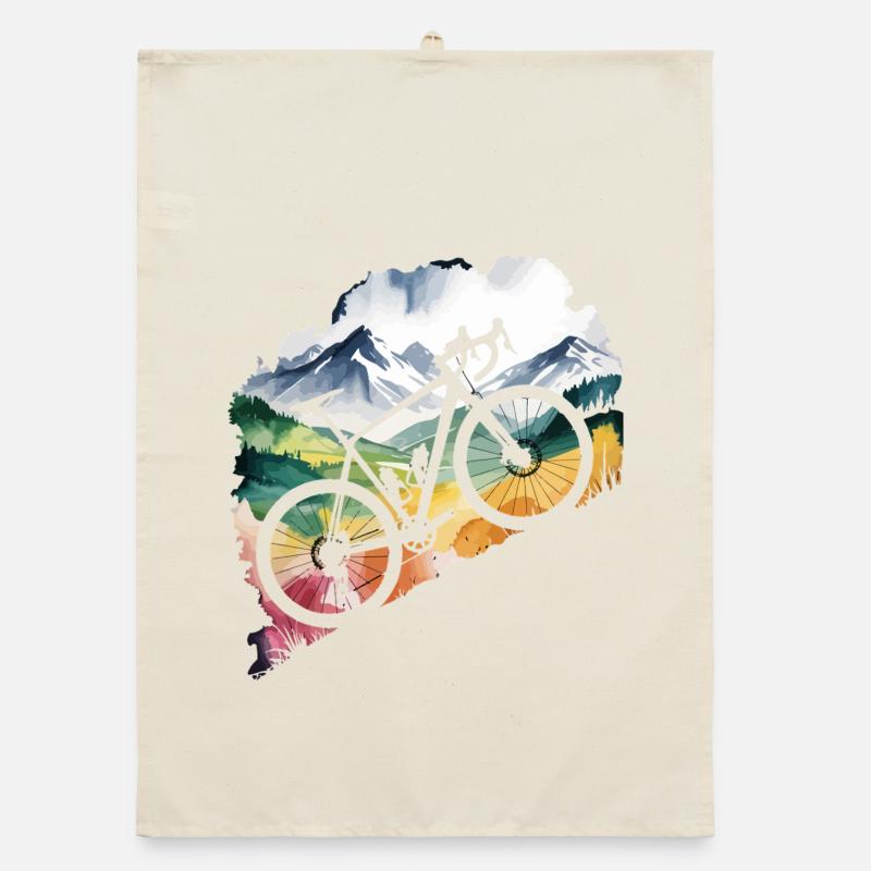 Mountain Biking Adventure Scene Organic dish towel