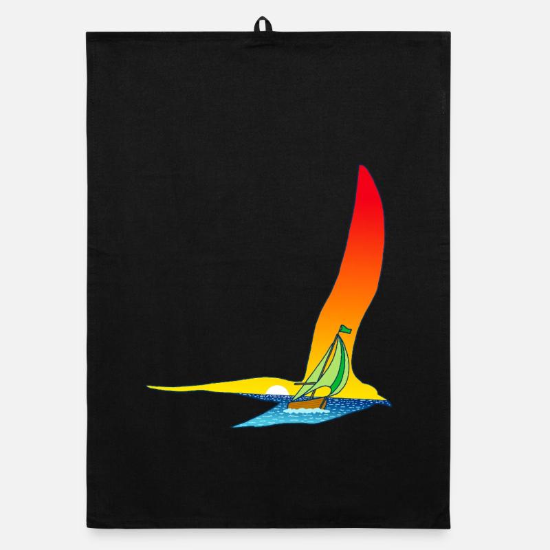 Der Vogel und das Segelboot Organic Geschirrtuch