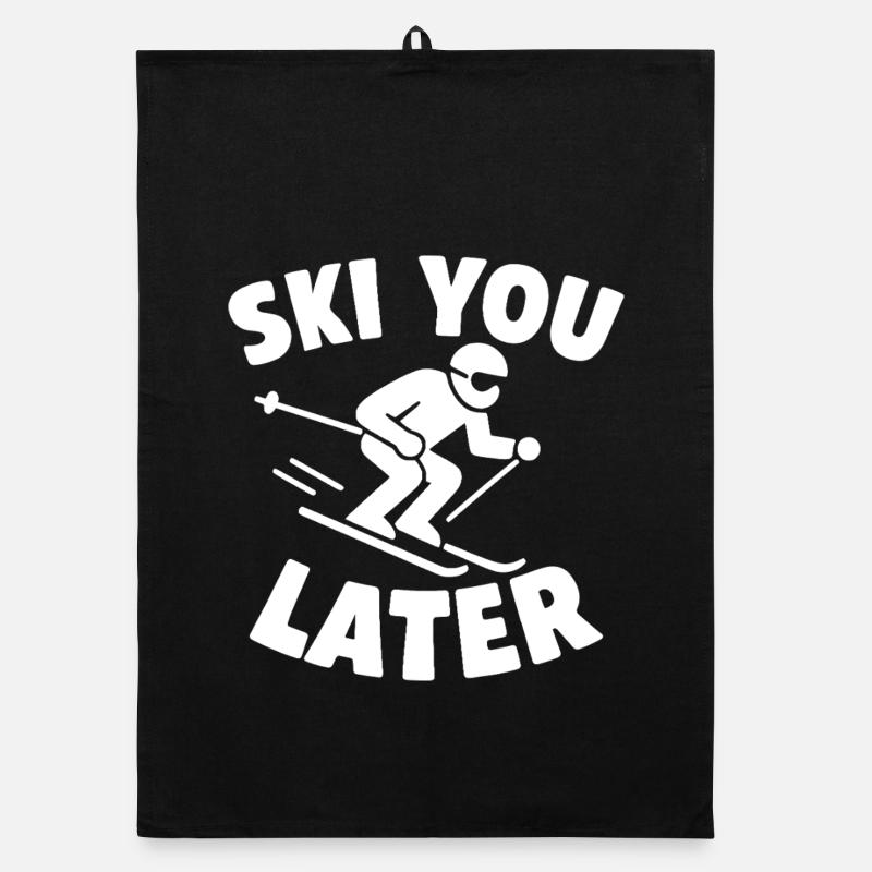 Ski You Later – Skier Spruch - Torchon bio - noir