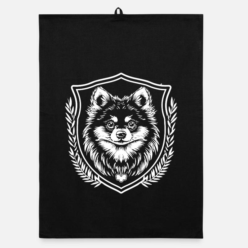 Husky Schild mit Lorbeerkranz Organic Geschirrtuch