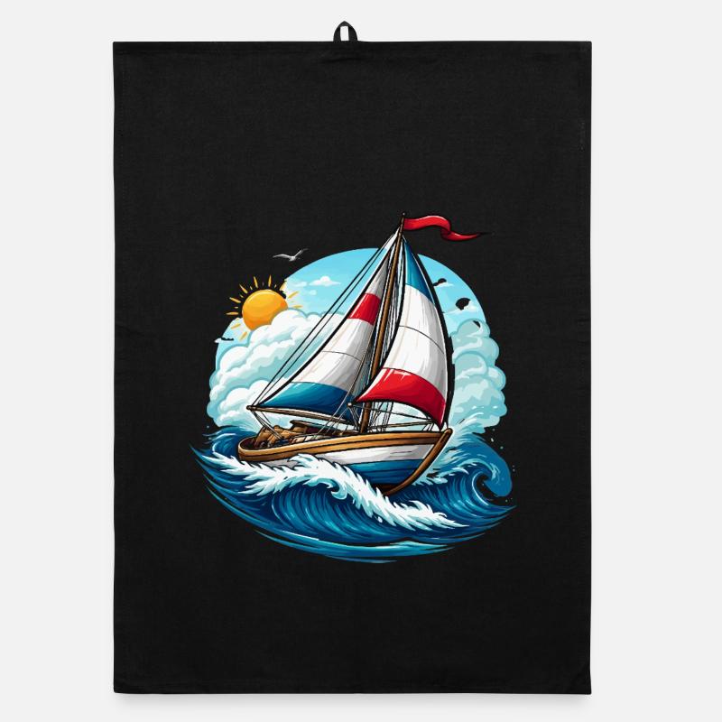 Segelboot  Organic Geschirrtuch