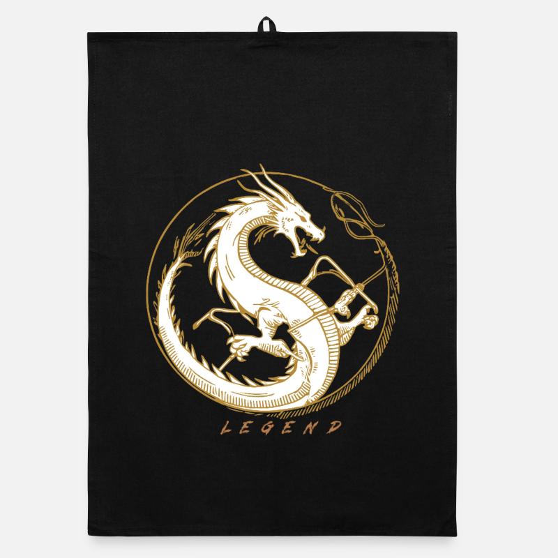 Cercle de la Légende du Dragon d’Or - Torchon bio - noir