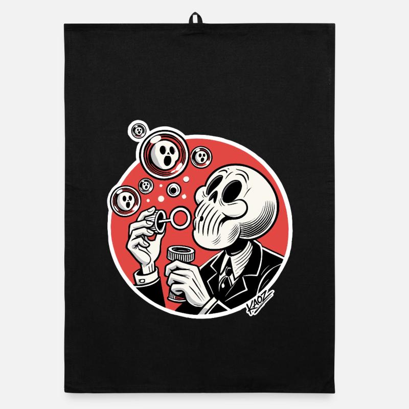 Skeleton Bubble Blower Illustration Organic dish towel
