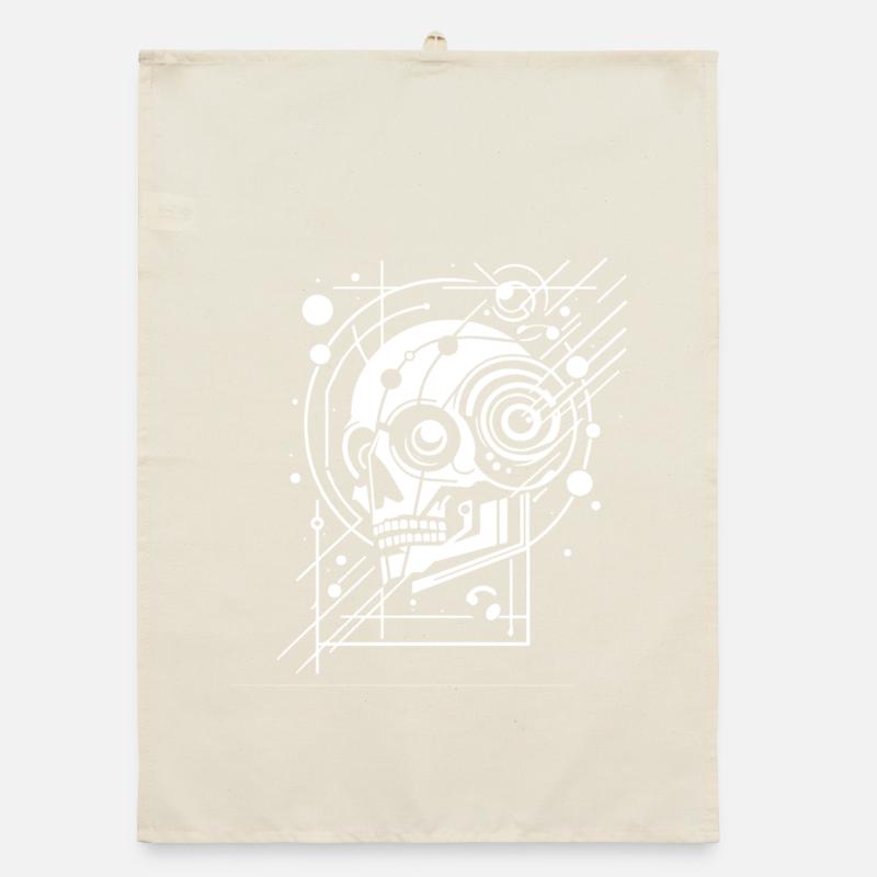 Cybernetic Skull Geometry Organic dish towel