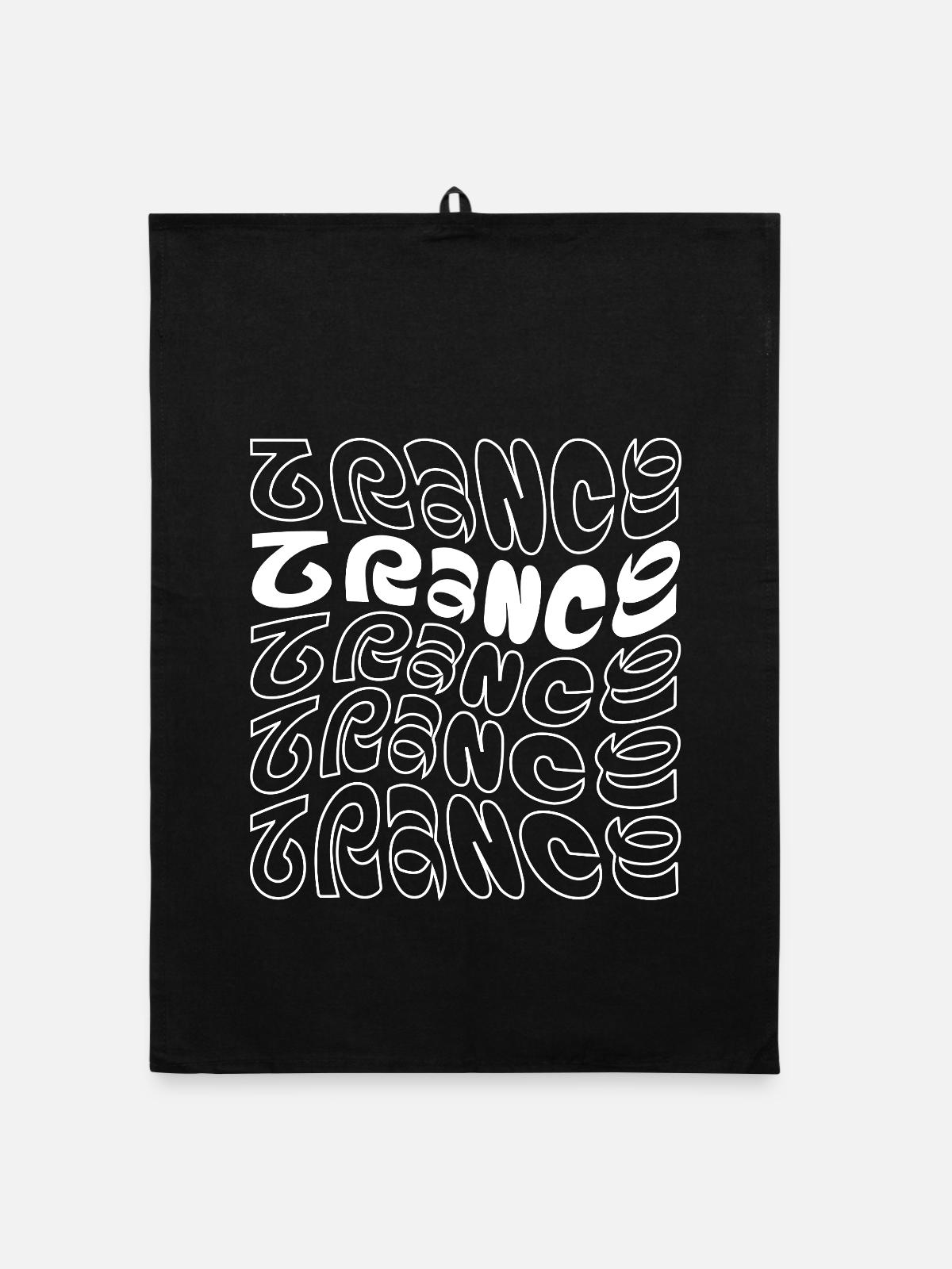 Pulsierende Trance-Typografie - Organic Geschirrtuch - Schwarz - Vorne