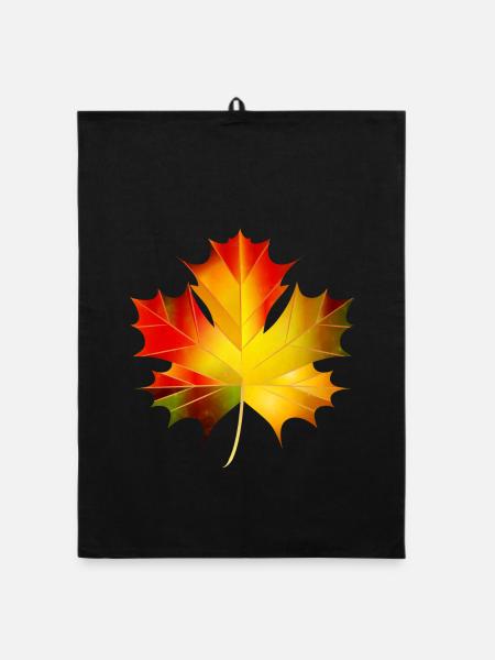 wunderschön leuchtendes herbstliches Ahornblatt - Organic Geschirrtuch - Schwarz - Vorne