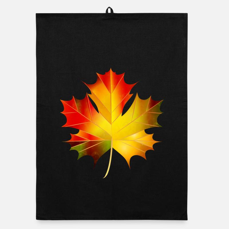 beautifully glowing autumn maple leaf Organic dish towel