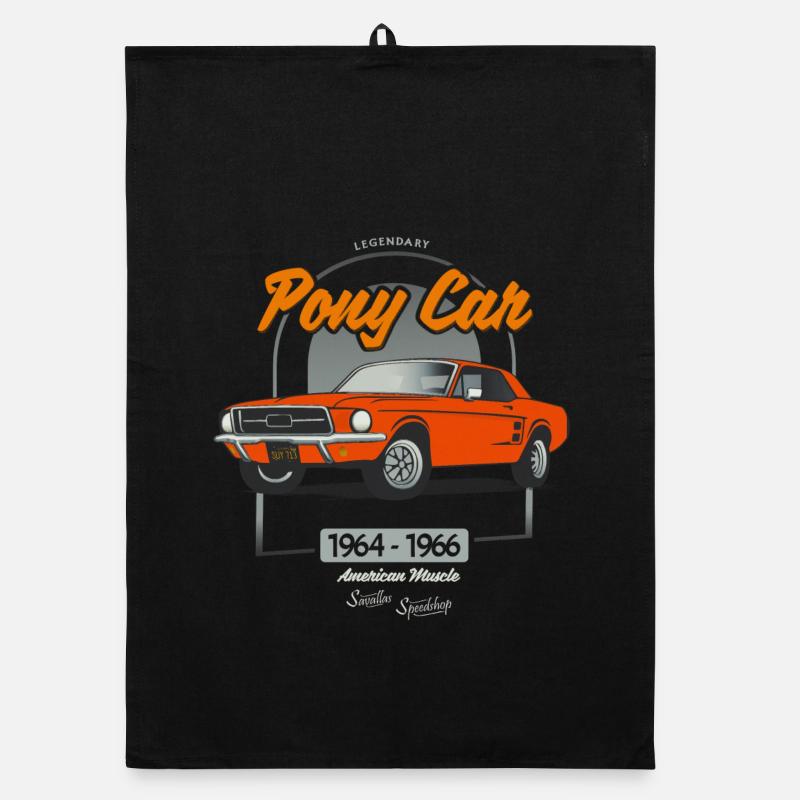 Legendary Pony Car - Organic Geschirrtuch - Schwarz