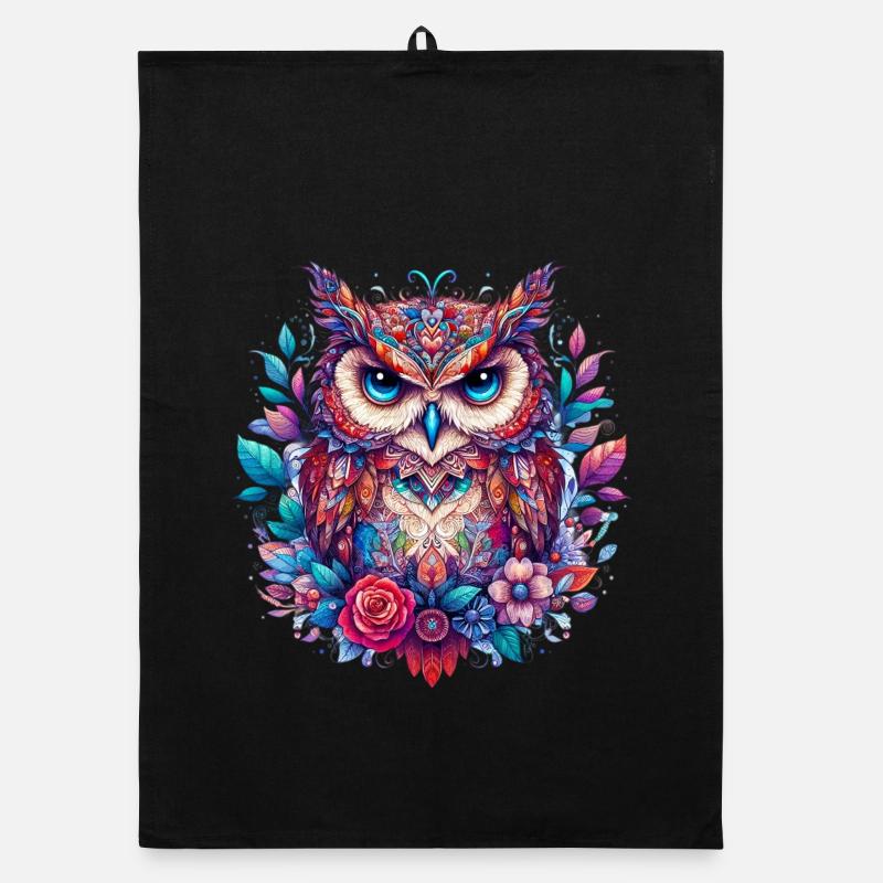 Hibou - Torchon bio - noir